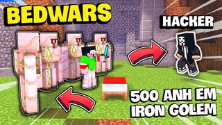 KHANGG THỬ THÁCH PVP CÙNG 500 ANH EM IRON GOLEM CHIÊN ĐẤU VỚI HACKER TRONG BEDWARS HEROMC *HACK PVP