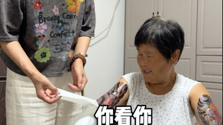 Prank grandma's tattoo is a plaster hahahahahahaha