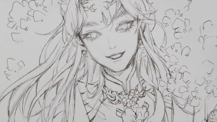 Xie Lian watercolor, first painting, please forgive me~~ (copying, not original)