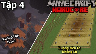 MINECRAFT sinh tồn Hardcore Tập 4:Xây ruộng lúa siêu to khổng lồ và đi xuống địa ngục|GainG