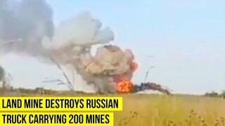 Land mine Destroys Russian Truck Carrying 200 TM-62 AT mines