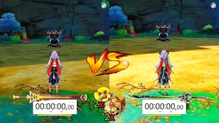 Nilou Primordial Jade Cutter vs Key of Khaj-Nisut! Bountiful Cores (Super Bloom) GAMEplay Comparison