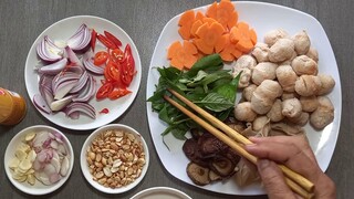 thịt sào lăng chay,ăn bánh mì hết ý