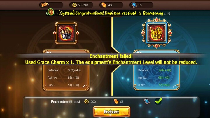 Enchanting Weapon +14 to +15 😁