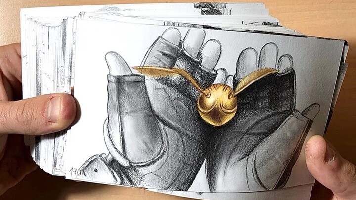 Hasil karya selama 70 jam, animasi flipbook【Harry menangkap Snitch】！