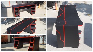 DIY Gaming Desk Black Red + Plans and Sketchup File