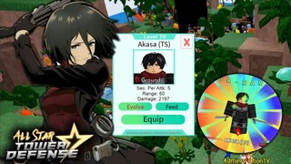 Level 70 Akasa TS (Mikasa) in Material Orbs Farming | All Star Tower Defense ROBLOX