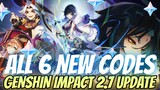 Genshin Impact 2.7 NEW Redeem CODES! Free 600 Primogems!