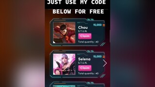 FREE SKIN JUST VISIT TIKTOK TREATS AND USE MY CODE BELOW FOR ADDITIONAL POINTS mobilelegends LoveMu