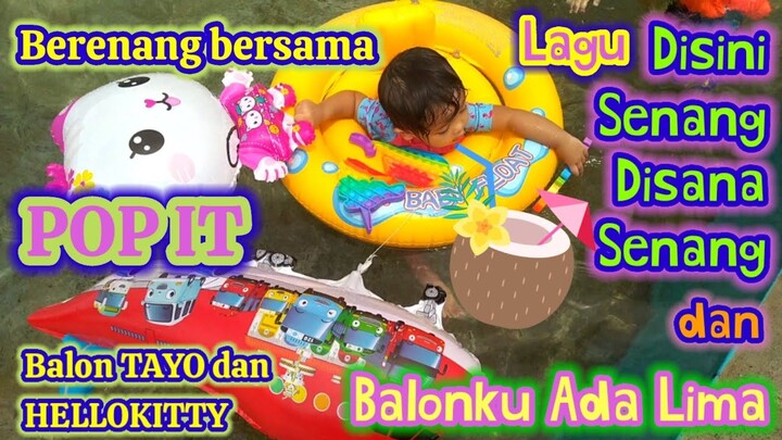 Berenang bersama Balon TAYO dan POP IT KUDA UNICORN | Disini senang disana senang | Balonku Ada Lima