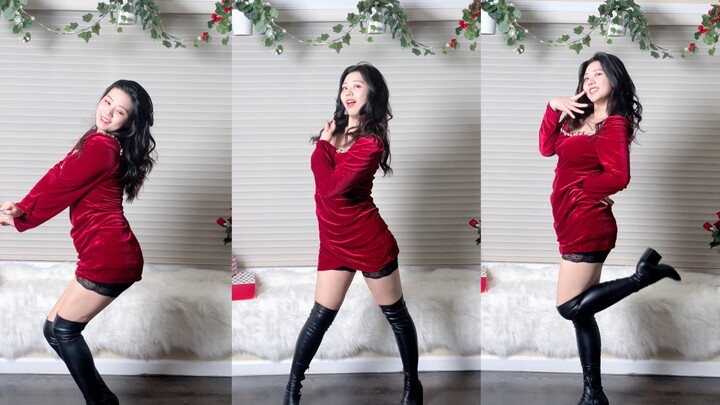 【Little Tangyuan】The stunning Tangyuan is back, wearing a red skirt and long boots and dancing to "N