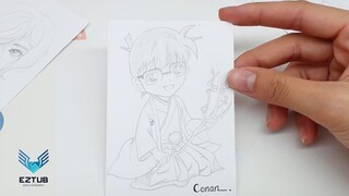 How to sketch detective Conan | Learn to sketch famous detective shrunk