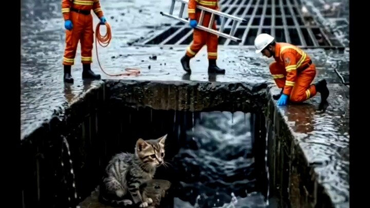 Tiny Rescue Team Saves a Trapped Kitten 🐱❤️
