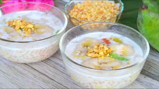 Cách nấu CHÈ CHUỐI CHƯNG BỘT BÁNG NƯỚC CỐT DỪA siêu ngon @HANG CAN COOK