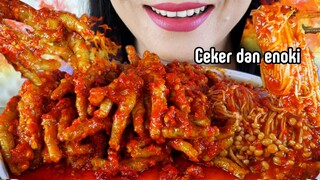 ASMR CEKER DAN ENOKI PEDAS API | EATING SOUNDS