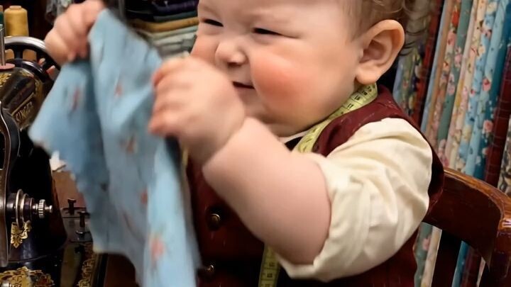 Funny Baby Tailor Stitches Up the Shop! Baby Boss Comedy 😂🧵