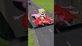 Ridiculous Skibidi Toilets & Cars Cross Pit by Driving on Peppa Pig Moving Bridge | BeamNG.Drive