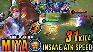 31 Kills!! MVP 17.8 Points Miya Insane Attack Speed Build - Build Top 1 Global Miya ~ MLBB