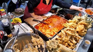 “10년동안 100원 올렸어~” 남는게 있나? 500원 수제 왕튀김, 찐득한 고추장 떡볶이 분식 korean food tteokbokki, korean street food