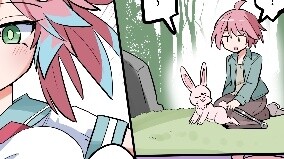 The boy was transformed into a beautiful girl with bunny ears by a strange rabbit