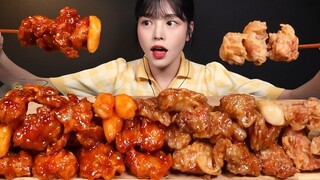 SUB)바삭꾸덕 닭강정에 맥주 먹방! 후라이드 양념 닭똥집튀김까지 치맥 꿀조합 리얼사운드 Chicken & Beer Mukbang Asmr