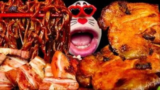 [Real Mouth] Bữa tiệc gà quay khổng lồ, ăn cùng mỳ tương đen thơm, ngon, béo ngậy #asmr #mukbang