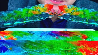 Eating Colorful Braided Ice ASMR