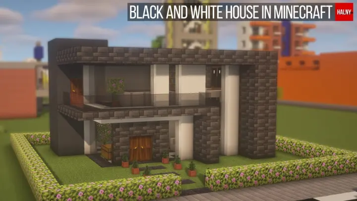 How to build a black and white house in Minecraft
