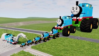 Big & Small Monster Truck Thomas the Tank Engine vs CURSED THOMAS EXE Train | BeamNG.Drive