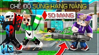 Chế Độ SÚNG HẠNG NẶNG MINIGUN!! NoobTeam Sinh Tử 50 MẠNG Trong Free Fire Minecraft | #26 - MINI GAME