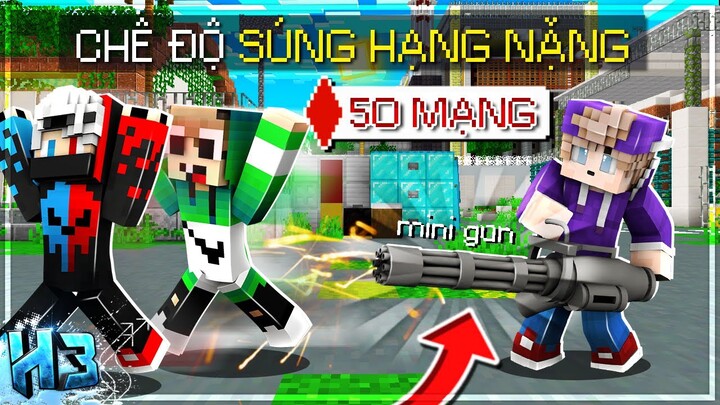 Chế Độ SÚNG HẠNG NẶNG MINIGUN!! NoobTeam Sinh Tử 50 MẠNG Trong Free Fire Minecraft | #26 - MINI GAME