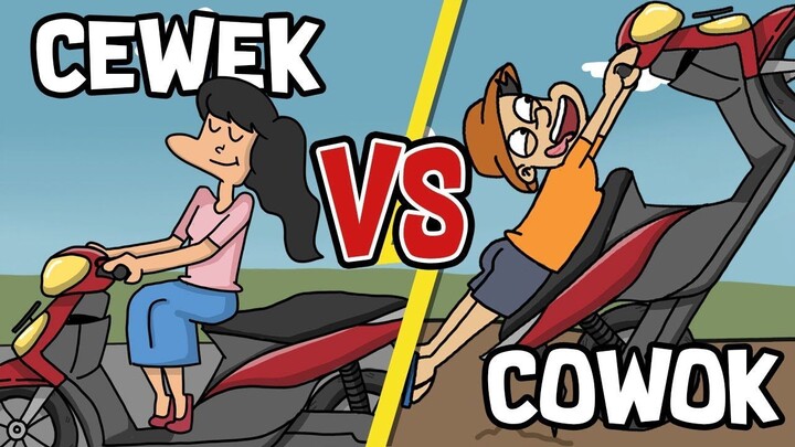 CEWEK VS COWOK Saat Naik MOTOR  Kartun Acing Lucu