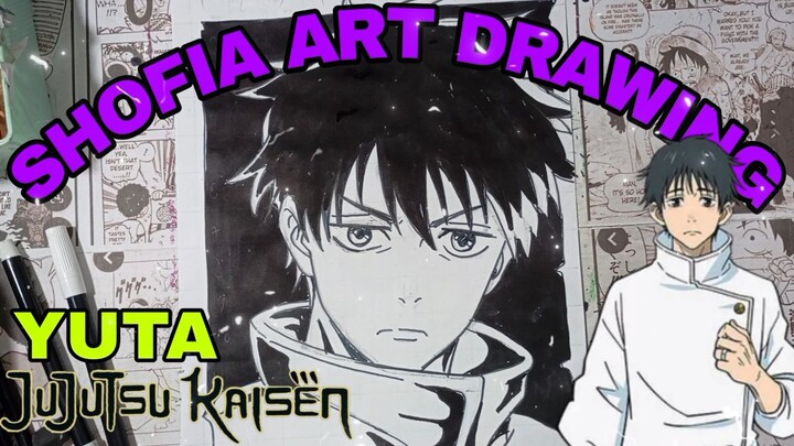 drawing yuta dari anime Jujutsu KAISEN