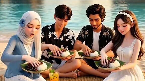 Ciltia, Yanti, Dimas, dan Xabiru Akhirnya sampai di pantai labuan bajo