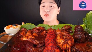 Mukbang hải sản sốt cay Hàn Quốc phần 2 #anngon