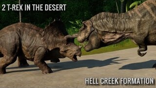 2 T-Rex Living In The Desert & Hunting Triceratops, Ankylosaurus, Gallimimus, Pachy & Edmontosaurus