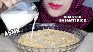 ASMR RAW RICE EATING| ROASTED BASMATI RICE WITH MILK || MAKAN BERAS MENTAH PAKE SUSU| ASMR INDONESIA