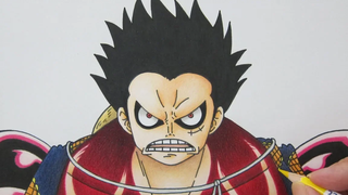 วาดรูปการ์ตูน ลูฟี่ เกียร์ 4 Luffy Gear 4 Drawing จากการ์ตูน วันพีช One Piece