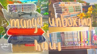 chill manga unboxing + haul⭐ // haikyu!!, spyxfamily, komi can't communicate, manga re-organizing 📚✨