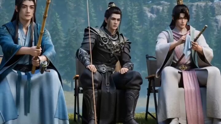 The drama crew is on break, so Han Li, Wang Chan, and Wen Tianren go fishing together.