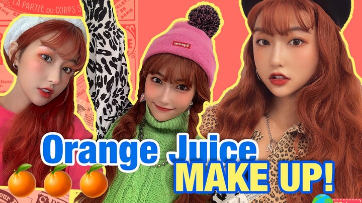 Drop an orange-flavored effervescent tablet into your cup—biu! | Outfit Share | Orange-toned Makeup 