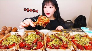 🔥악마치킨보다 더 매운치킨이 나왔대요🔥 푸라닭 치킨 마불로 악마 4마리와 블랙치즈볼 먹방