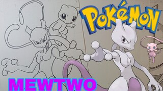 menggambar pokemon mew dan mewtwo