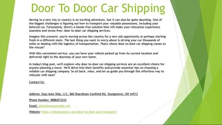 Door To Door Car Shipping