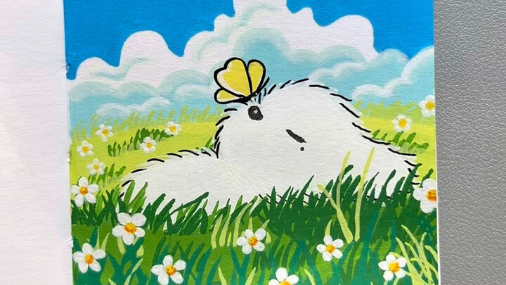 Menggambar Anak Anjing di Halaman Rumput yang Menenangkan dengan Marker Akrilik: Gampang dan Seru! #