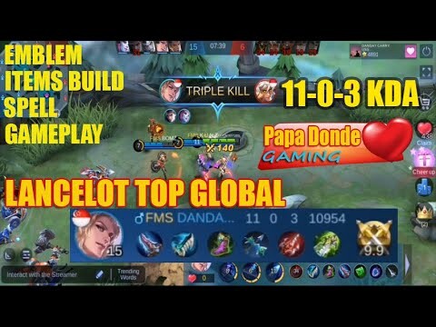 Lancelot Gameplay - Score (11-0-3) Top Global DANDA - Mobile Legend 2021-JAN