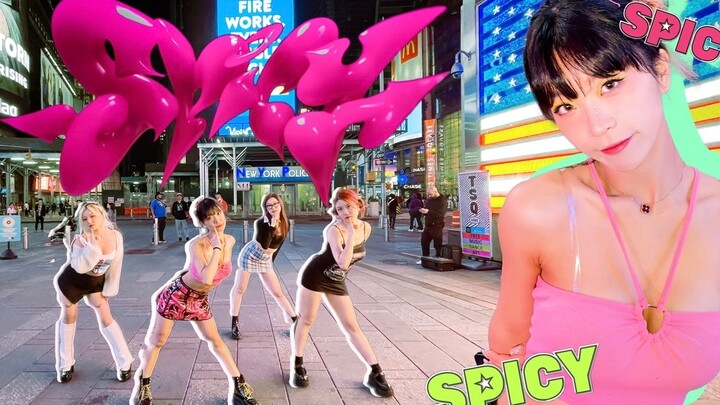 เต้นคัฟเวอร์เพลง One-shot จากไทม์สแควร์ นิวยอร์ก | AESPA-Spicy