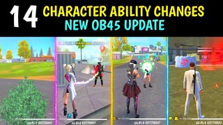 14 CHARACTER ABILITY CHANGES IN NEW OB45 UPDATE - GARENA FREE FIRE