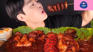 Mukbang hải sản sốt cay Hàn Quốc phần 1 #anngon