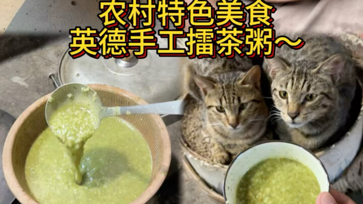 Ẩm thực mài trà miền quê, cháo mài trà thủ công Anh Đức